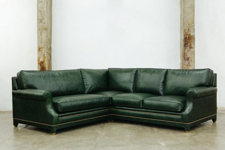 Sofá de couro verde