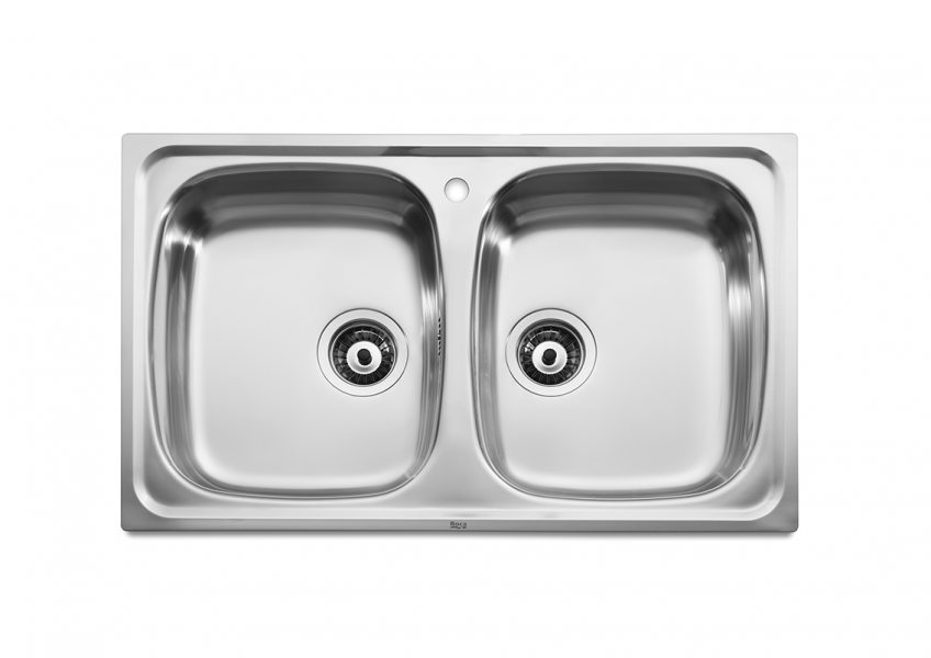 Cuba fabricada em a&ccedil;o inoxid&aacute;vel cole&ccedil;&atilde;o J. pia dupla com 90 x 49 x 15,5 cm.