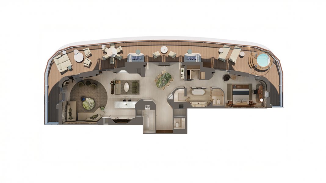 O que caracteriza uma Owner&rsquo;s Residence &eacute; a organiza&ccedil;&atilde;o do espa&ccedil;o: &aacute;reas amplas, circula&ccedil;&atilde;o fluida, terra&ccedil;o cont&iacute;nuo e ambientes que imitam uma casa. 