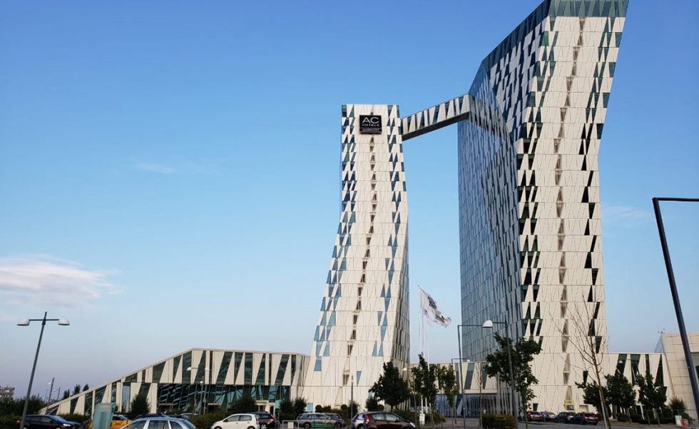 Edifício do Ac Hotel Bella Sky Copenhage, na Dinamarca Edifício do Ac Hotel Bella Sky Copenhage, na Dinamarca