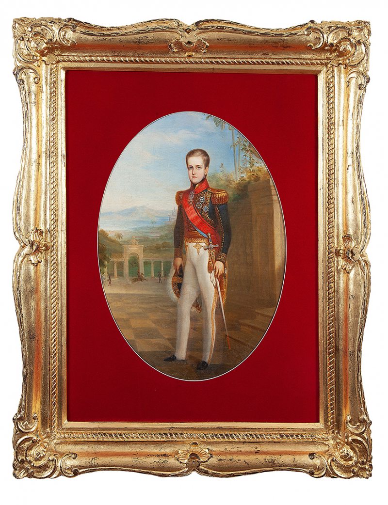 Quadro de Pedro II em sua maioridade, em exposição no Hotel Renaissance, durante a III Mostra de Arte, Antiguidades e Joalheria. Foto Paulo Ferreira da Silva.