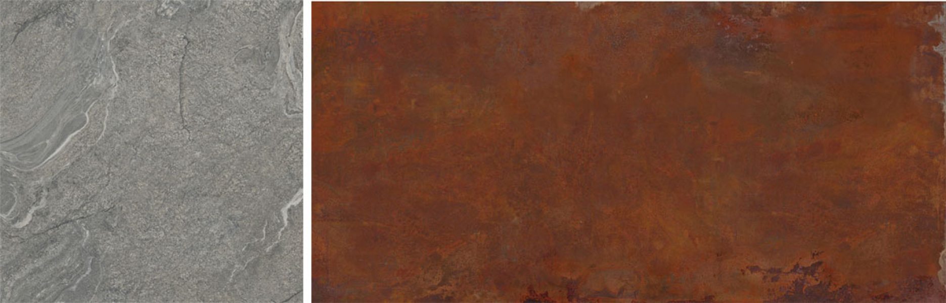 Porcelanatos da série Marea, e Fire, Roca.