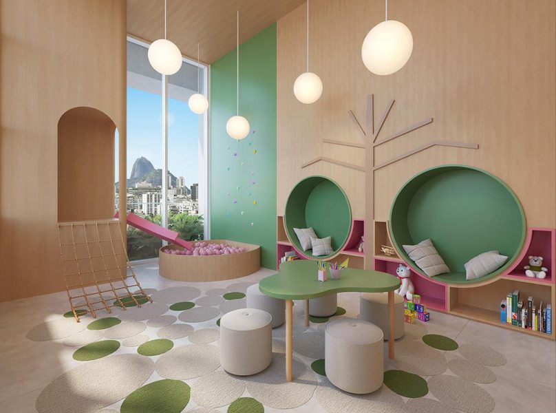 Playgrounds interativos usam brinquedos e projeções digitais ou luzes para criar experiências dinâmicas para as crianças