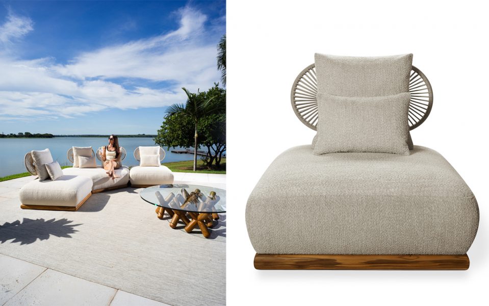 Coleção modular Dolce Far Niente, desenvolvida com a colaboração de Jayme Bernardo através de seu selo DIEEDRO e a parceria com a M.Decor Batel, para a brand internacional de mobiliário outdoor Modalle Móveis. Dolce Far Niente é composta por um sistema modular de sofás outdoor, além da prateleira e do aparador, que se encaixam perfeitamente também em projetos indoor. Com estilo minimalista, tem estrutura em alumínio e encosto trançado em corda náutica chata de 6mm, assento tapeçado fixo e tapeçaria de encosto removível. O lançamento em Curitiba, acontece nesta quinta-feira, dia 8, na M Decor Batel