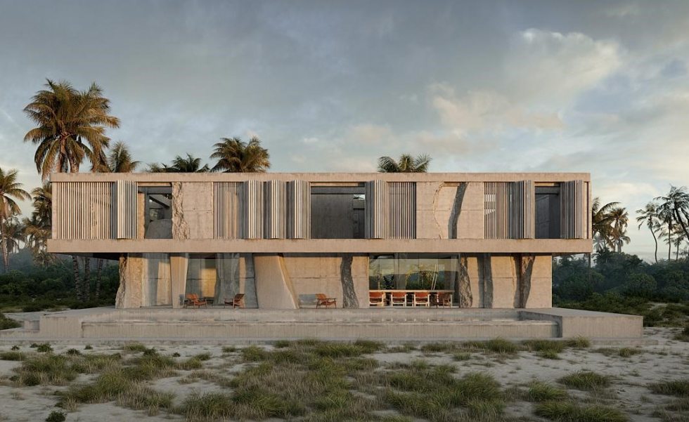 A fachada da R House - Boca Ciega, um exemplo de brutalismo reinventado A fachada da R House - Boca Ciega, um exemplo de brutalismo reinventado