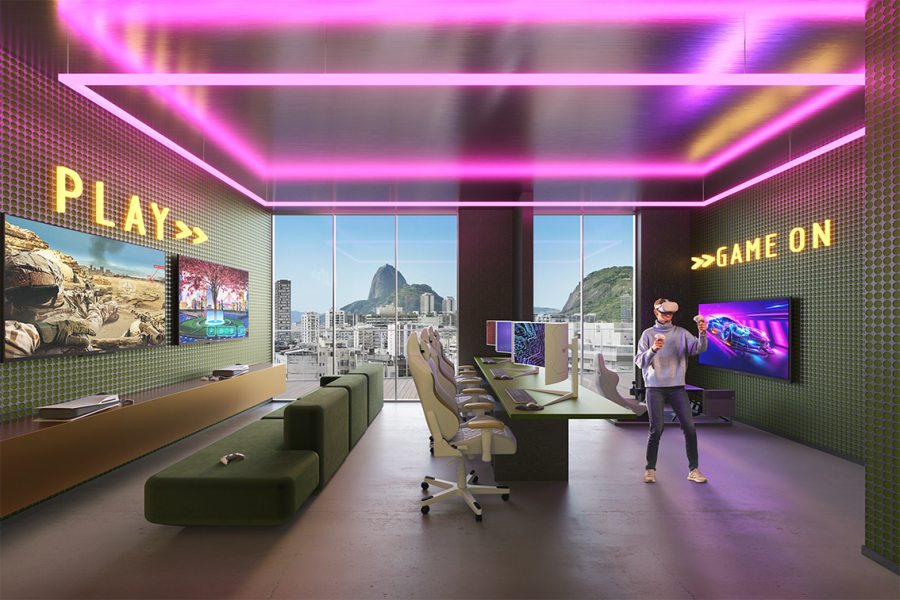 Uso de telas sensíveis ao toque, projeções interativas e realidade aumentada integrarão a área de jogos do empreendimento