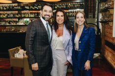 O casal de empresários, Rodrigo e Mariana Gaião, com Marcia Almeida, da Casa Villa Batel