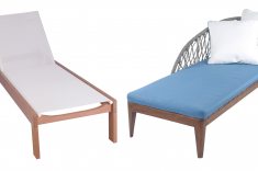 Chaise dupla Angie (140 x 170 x 73 cm), Chaise Alise, reclinável (200 x 70 x 37/102 cm), Chaise Angie (70 x 170 x 73 cm) e sofá Nobel (142 x 77 x 79 cm), da Sierra Gabriel