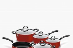 Jogo de Panelas Alumínio Antiaderente Mônaco Vermelho Escarlate 5 Peças ? Tramontina  De: R$ 699,90  Por: R$ 599,90